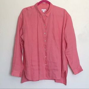 J. Jill Coral Button-Down Linen Shirt